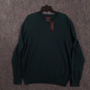 Black Brown 1826 Sweater Mens Large Dark Green Supima Cotton V Neck‎ Pullover
